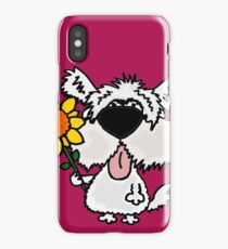 Cool Funny White Shaggy Dog with Flower iPhone Case/Skin