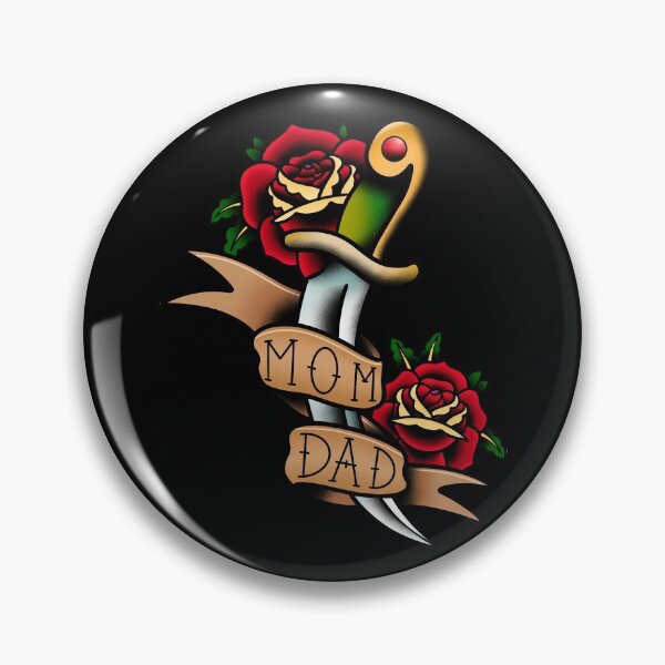 Item preview, Mom and Dad Roses Dagger Traditional Tattoo designed and sold by trajeado14.