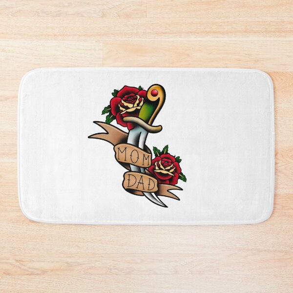 Item preview, Mom and Dad Roses Dagger Traditional Tattoo designed and sold by trajeado14.