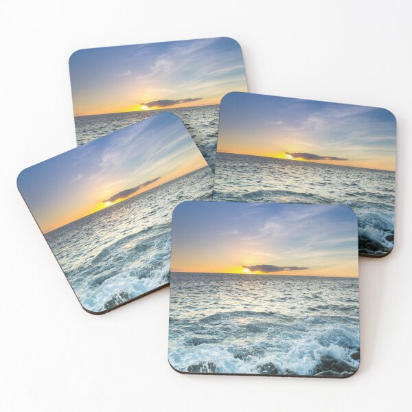 Item preview, foaming little waves and rocks in front of a sunset designed and sold by kikinafashion.