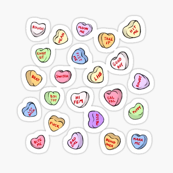Queer candy hearts Sticker