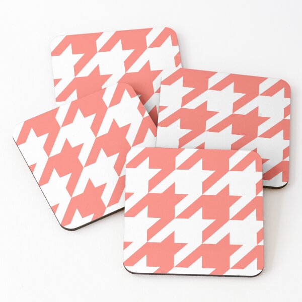 Item preview, Coral and White Houndstooth Large designed and sold by Feeling Artsy.