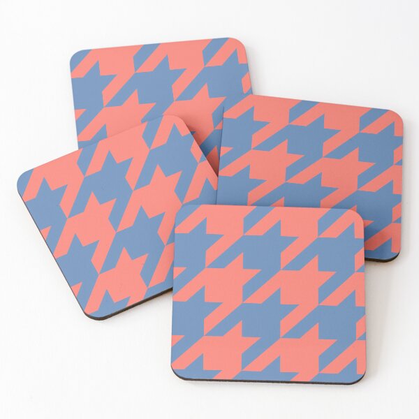 Item preview, Coral and Pacific Blue Houndstooth Large designed and sold by Feeling Artsy.