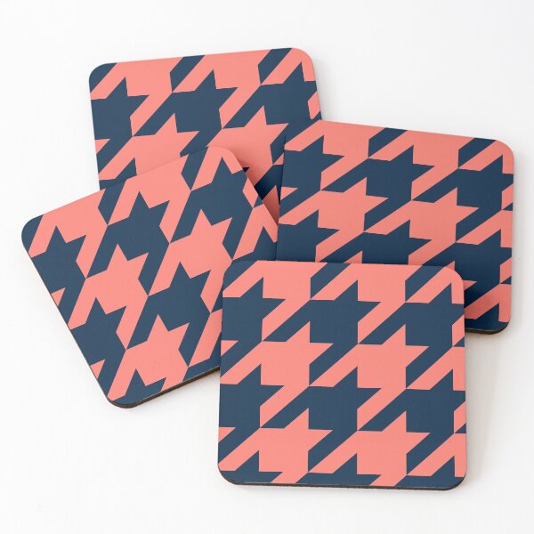 Item preview, Coral and Sailor Blue Houndstooth Large designed and sold by Feeling Artsy.