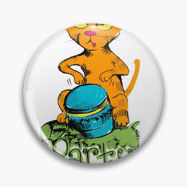 Item preview, orange-funny-cat-playing-drums designed and sold by manuelunsui.