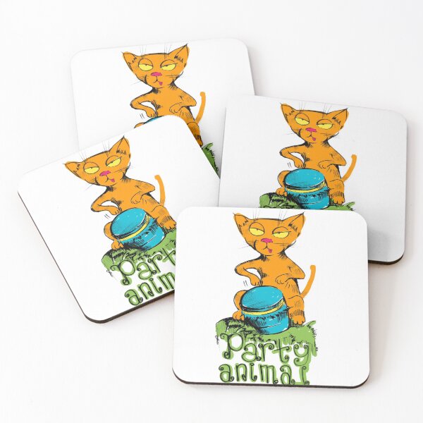 Item preview, orange-funny-cat-playing-drums designed and sold by manuelunsui.