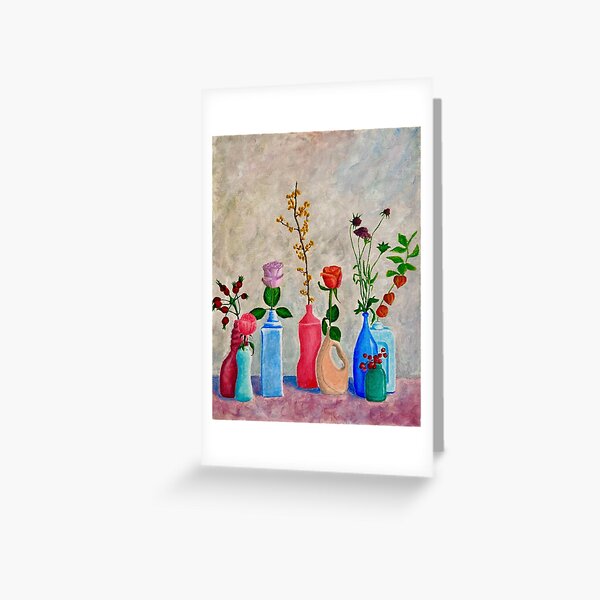 Flowers in Bottles Greeting Card