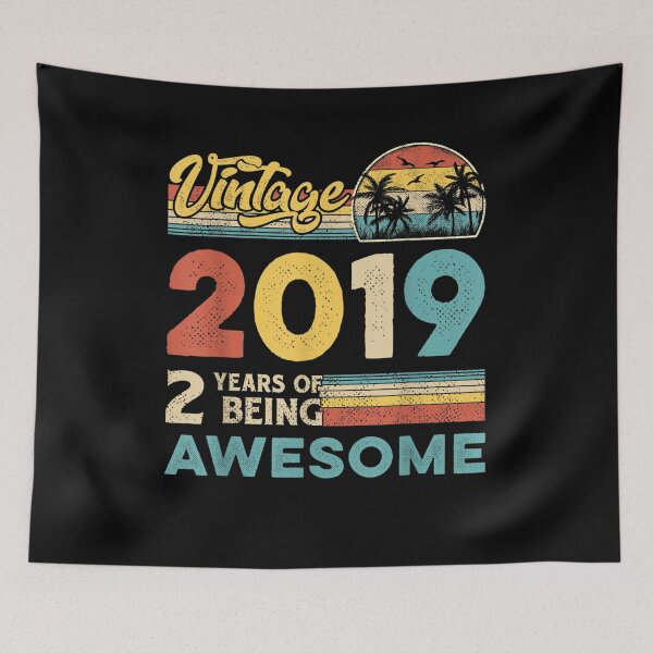 Item preview, Vintage 2019 Retro 2nd Bday Gift 2 Years Of Being Awesome  designed and sold by aguilaro.