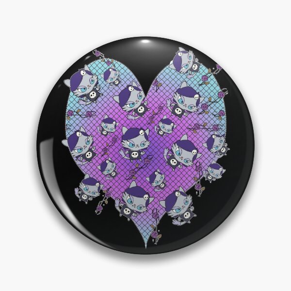 Item preview, Kawaii Gothic Cat And Thorny Roses On Heart (for black and dark colored tshirts and products) designed and sold by StormyMuse.