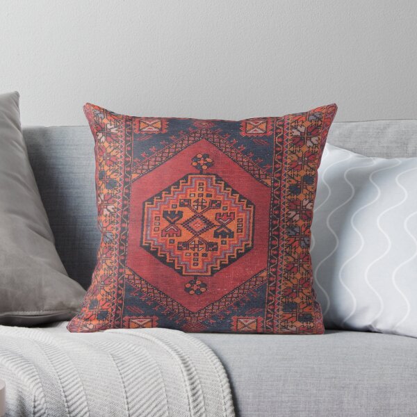 Oriental Traditional Red Heritage Moroccan Style Throw Pillow