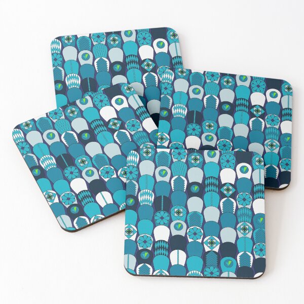 Item preview, abstract petal pattern in blue designed and sold by little-lyon.