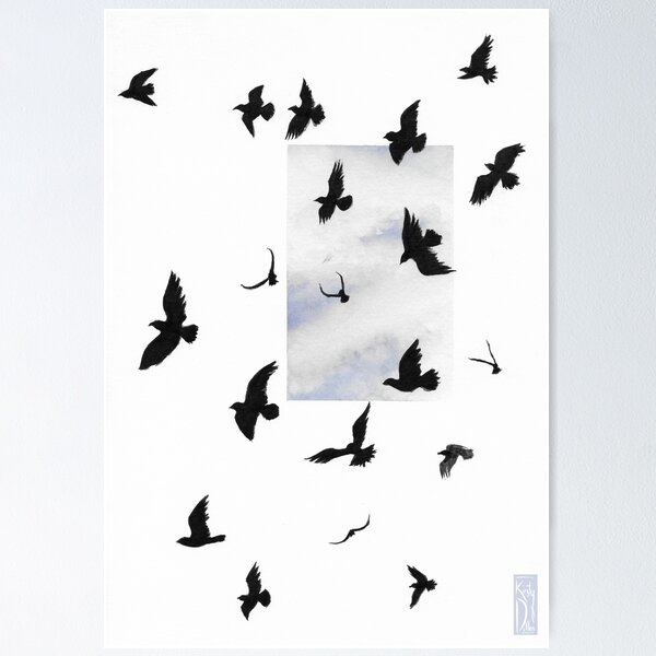 Item preview, Flock of birds on watercolor clouds designed and sold by Kirsty Dillon.