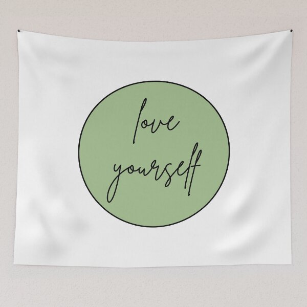 Item preview, love yourself best self sage green cursive designed and sold by collazodesigns.