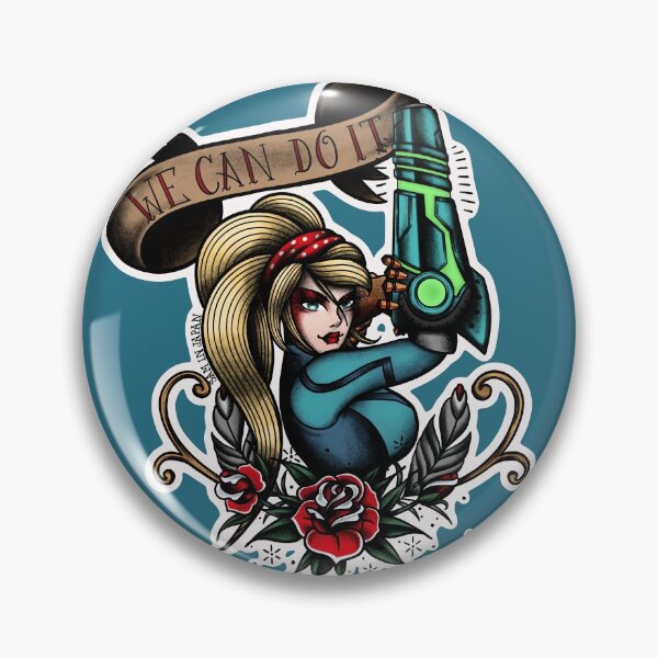 Item preview, Samus Aran de Metroid en estilo de retrato de tatuaje tradicional estadounidense designed and sold by SamInJapan.