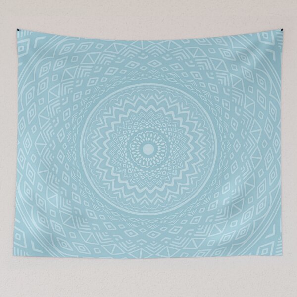 Item preview, Tribal Mandala Design Pattern // Light Blue Aqua Zentangle Aztec Minimalism Eclectic Design designed and sold by AEJdesign.