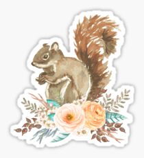 Woodland Floral Squirrel Sticker
