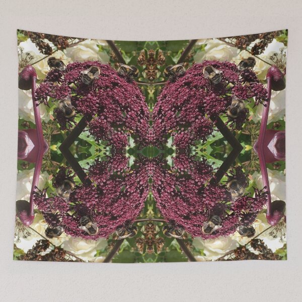 Item preview, Bee Love - A Bevy of Bee Bros on the Burgundy Blooms, Gathering Nectar designed and sold by RoseAromas.