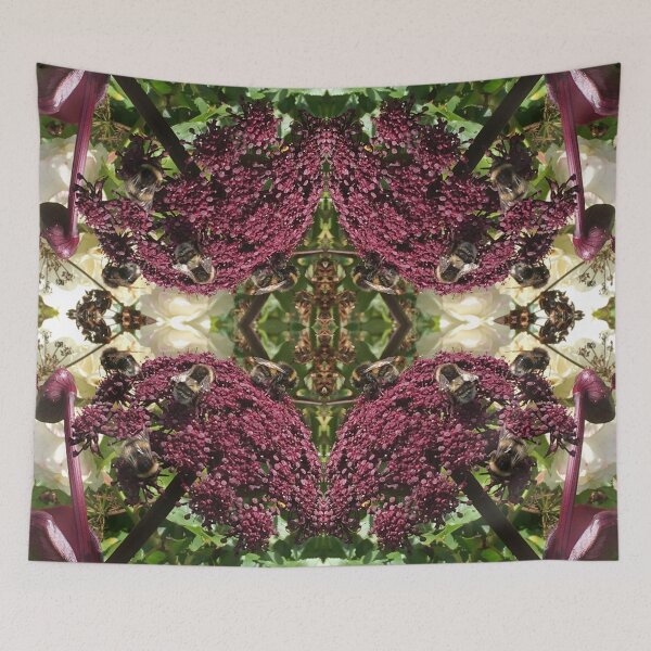 Item preview, Bee Love - A Bevy of Bee Bros on the Burgundy Blooms, Gathering Nectar designed and sold by RoseAromas.
