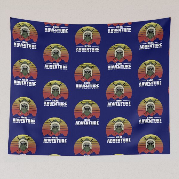 Item preview, Retro Sunset Alien hiking adventure design gift for people who love to hike designed and sold by BRtisticDesigns.