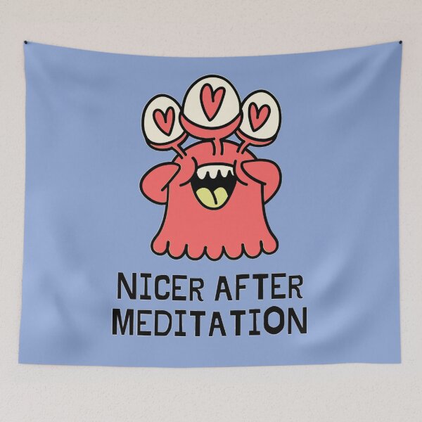 Item preview, Funny Meditation Monster (Blue) designed and sold by iamwowie.