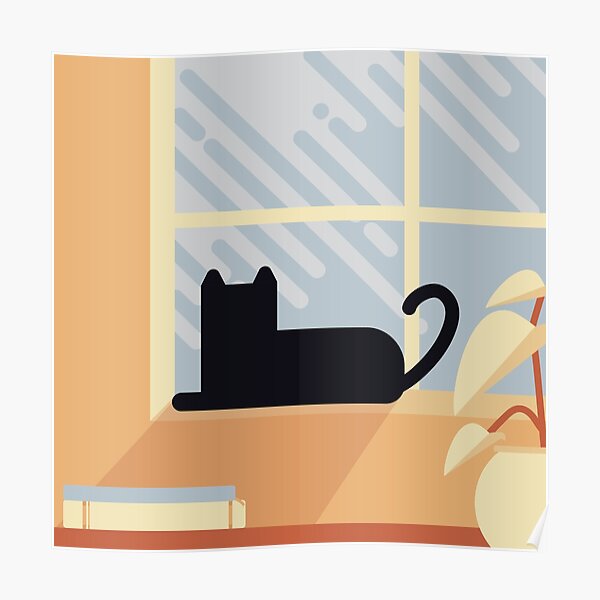 Cat on a Rainy Day Poster