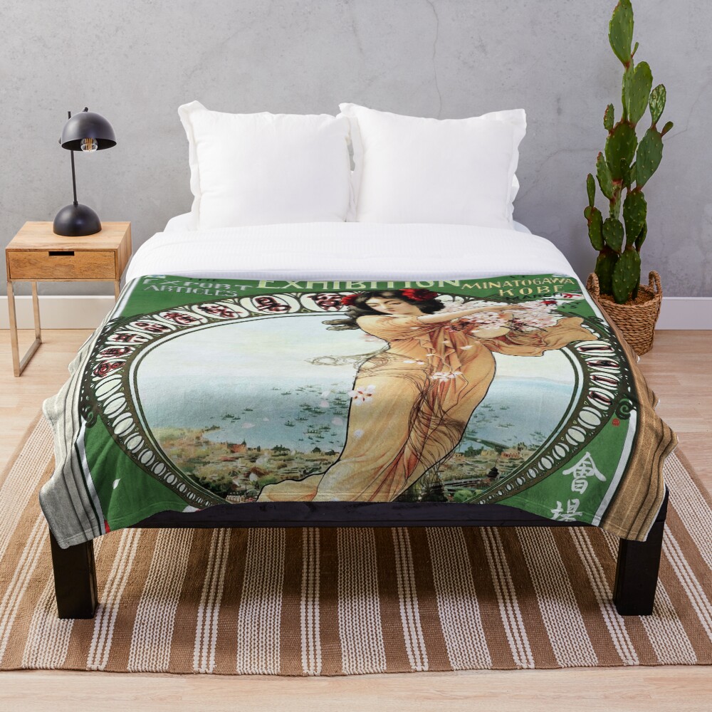 Xzendor7 Comforters, Duvet Covers and Throw Blankets - Elegance and Beauty 32 Exhibition by Kitano Tsunetomi Old Masters Classical Fine Art Reproduction Throw Blanket