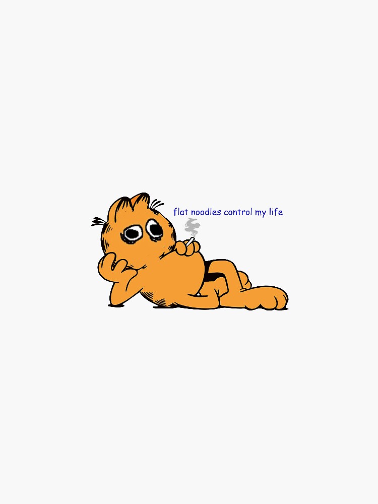 "Garfield is depressed because of Italian food" Sticker by Generic