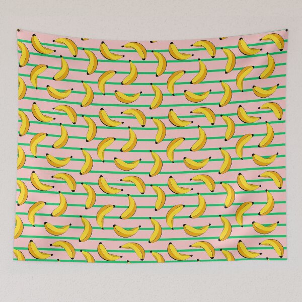 Item preview, Bananas Pale Pink with Green Lines Summer Fruits Design designed and sold by SemDesigns1.
