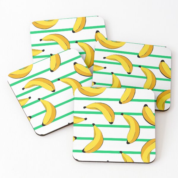 Item preview, Bananas White with Green Lines Summer Fruits Design designed and sold by SemDesigns1.