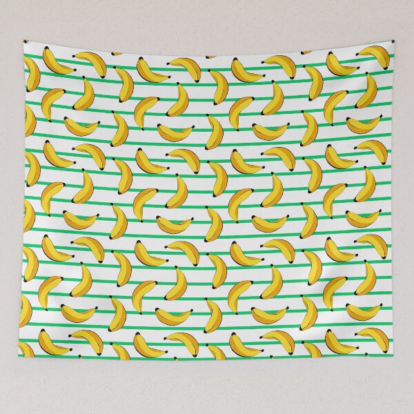 Item preview, Bananas White with Green Lines Summer Fruits Design designed and sold by SemDesigns1.