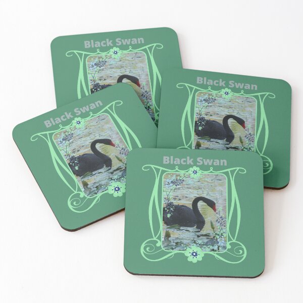Item preview, Black swan swimming in Art Nouveau style. designed and sold by anneliesfineart.