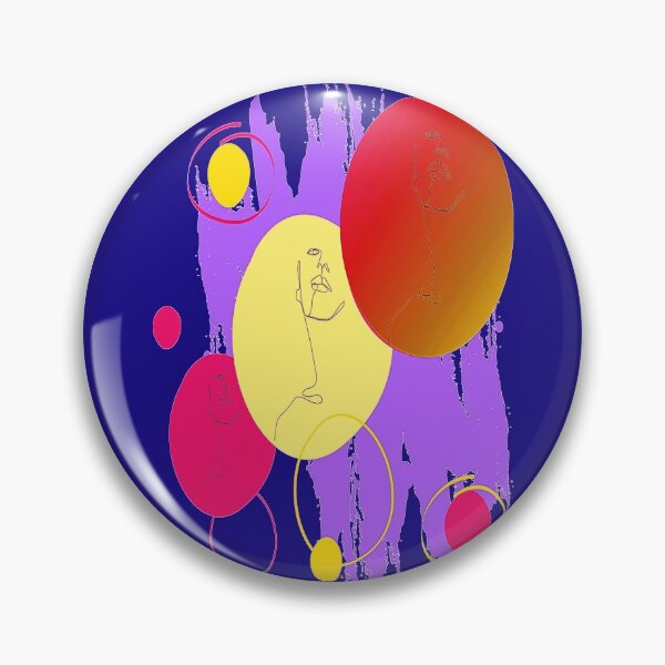 Item preview, Abstract Faces Colorful Circles abstract art design, linear design, nr 4,  Pscychedelic Arte Abstraco designed and sold by Adri Barnard.