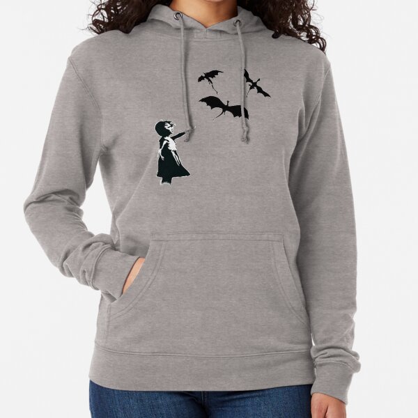 Banksy's Girl With a Balloon/Dragon Lightweight Hoodie