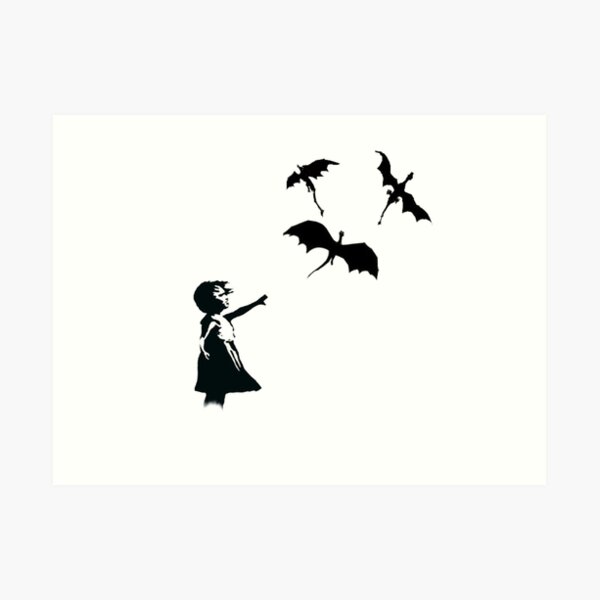 Banksy's Girl With a Balloon/Dragon Art Print