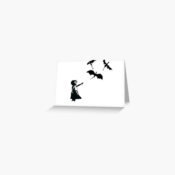 La fille de Banksy avec un ballon / dragon Carte de vœux