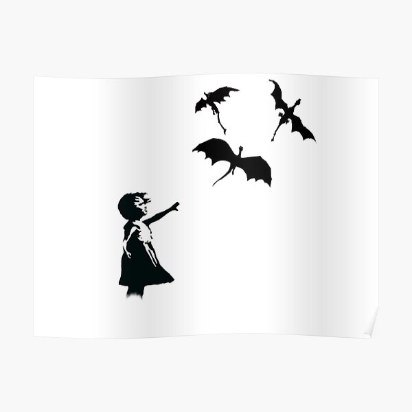 Banksy's Girl With a Balloon/Dragon Poster