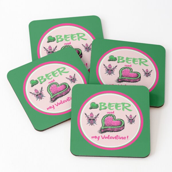 Item preview, I love beer and my Valentine in green, pink and pink designed and sold by vibeno1.