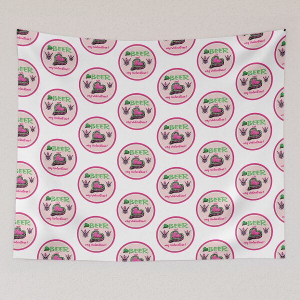 Item preview, I love beer and my Valentine in green, pink and pink designed and sold by vibeno1.