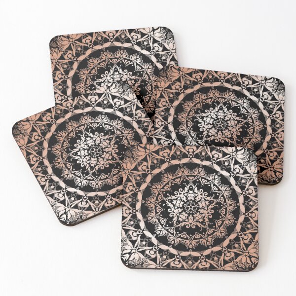 Item preview, Rose Gold Black Damask Mandala Five-Pointed-Star designed and sold by Nina Baydur.