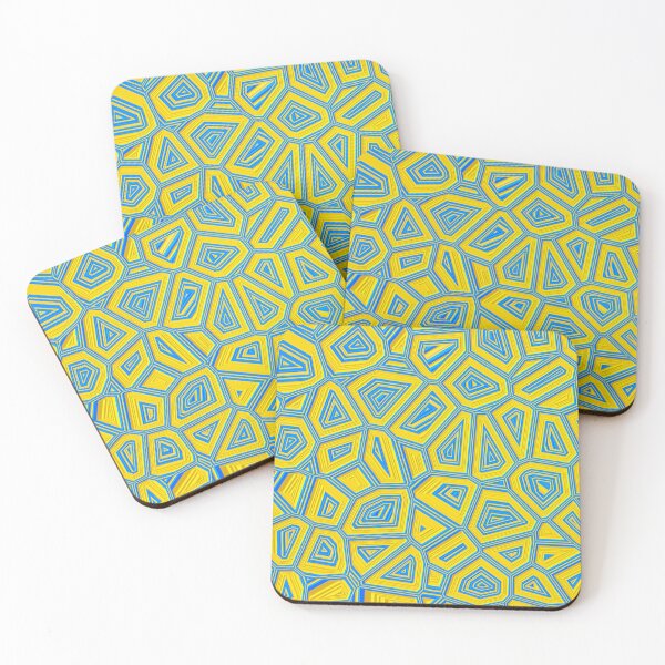Aperçu de l'œuvre Motif d'art abstrait géométrique bleu jaune créée et vendue par bradm50.