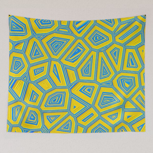 Item preview, Yellow Blue Geometric Abstract Art Pattern designed and sold by bradm50.