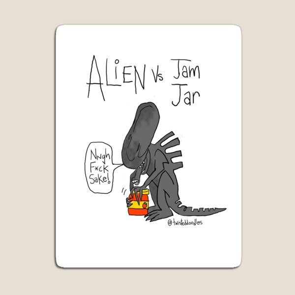 Alien Vs Jam Jar Magnet