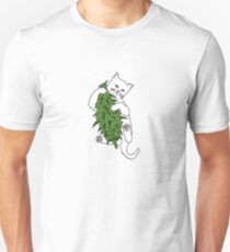 Cat Wrapped Around Weed Bud Unisex T-Shirt