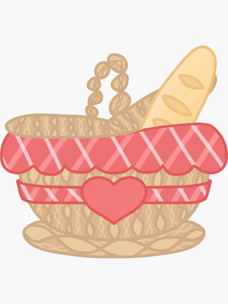"Heart Picnic Basket" Sticker for Sale by cinnaminunRB Redbubble