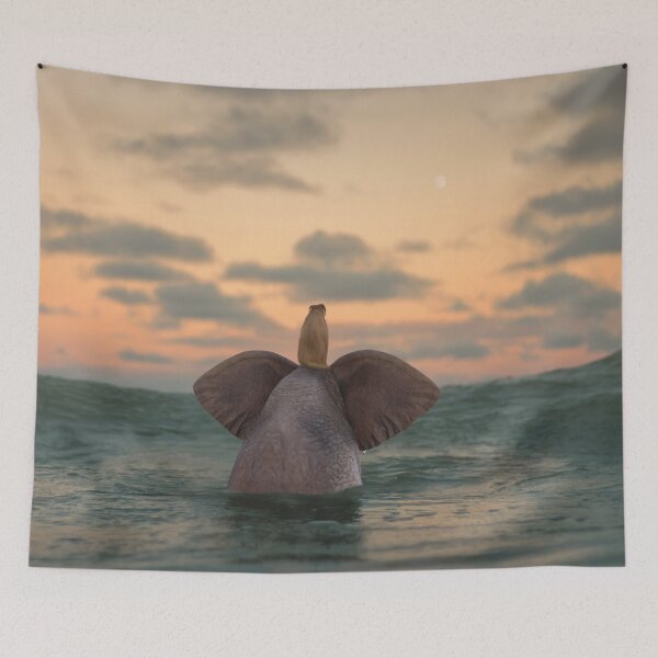Item preview, elephant and dog swim in the sea 2 designed and sold by Mike Kiev art.
