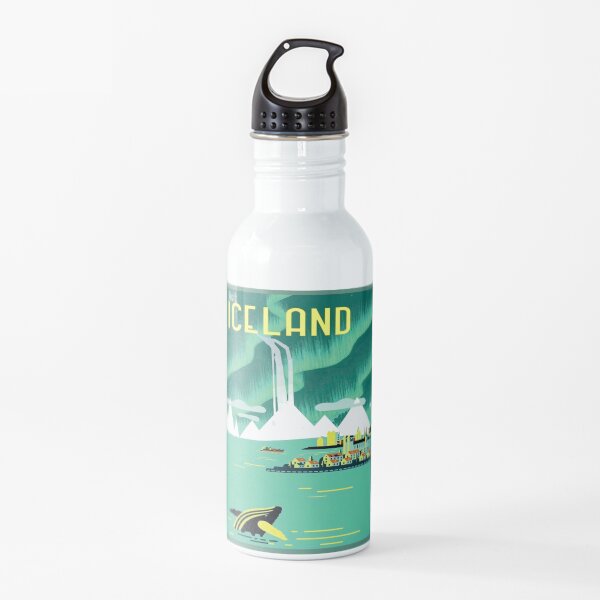 ICELAND : Vintage Travel and Tourism Advertising Print Water Bottle