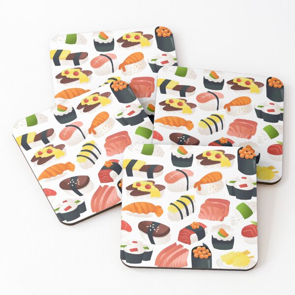Item preview, Cartoon sushi sashimi pattern designed and sold by totallyjamie.
