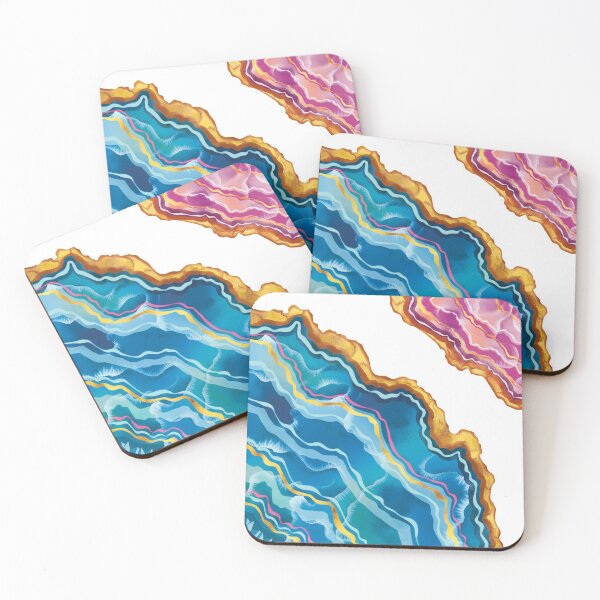 Item preview, Blue and pink abstract crystal, agate slice, modern abstract art, aesthetic crystal, boho crystal, geode, abstract geode designed and sold by Anaïs Illustration.