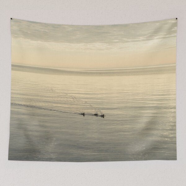 Item preview, Soft Breeze and Pearly Ripples - a Trio of Ducks on a Lake designed and sold by Georgia Mizuleva.