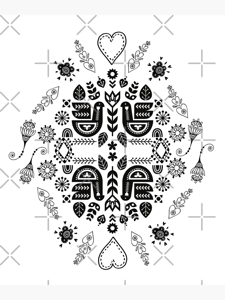 "Black and White abstract Folk Art" Poster for Sale by zanybay Redbubble